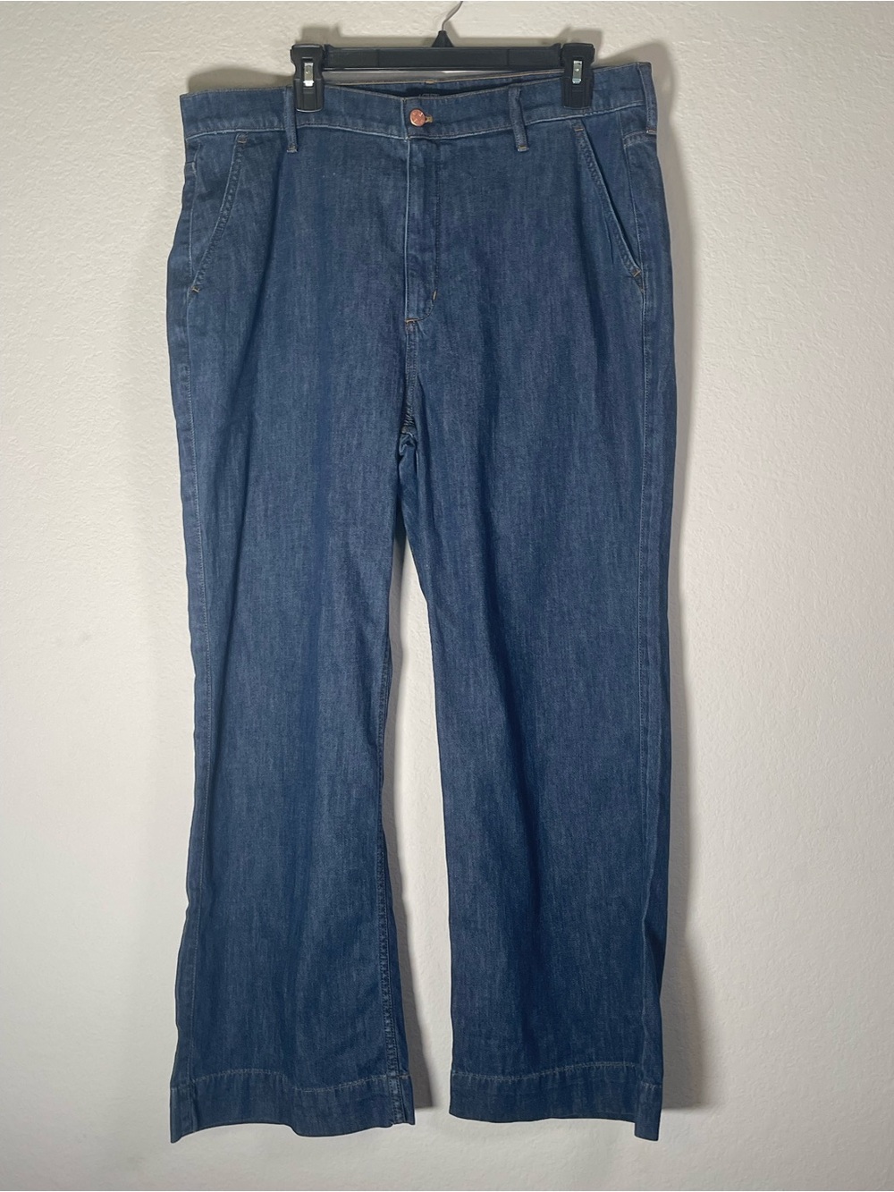 J Crew Fac NWT Denim Trouser Jeans Size 33 Wide Leg High Rise Jeans - Picture 4 of 14